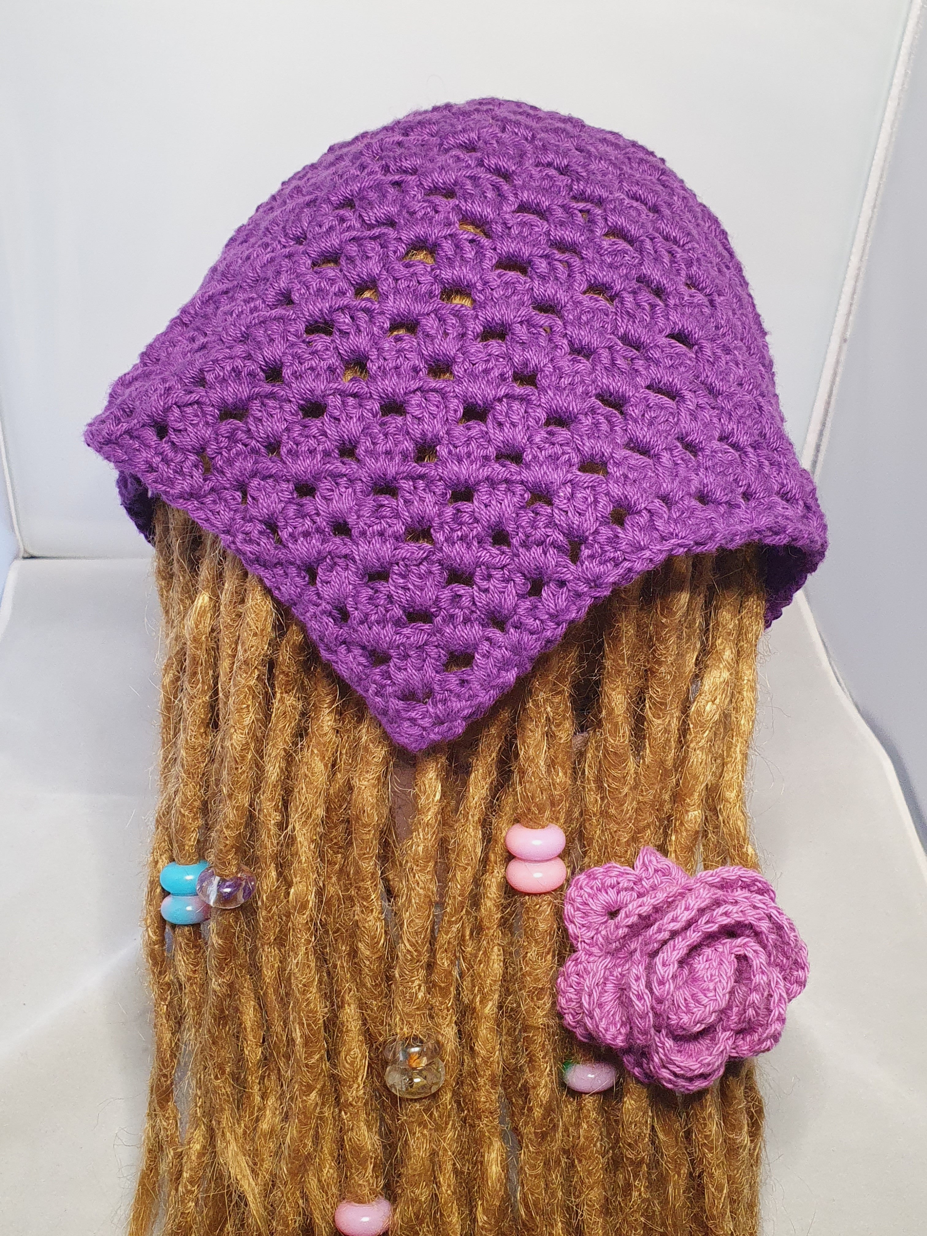 Purple Crochet Bandana