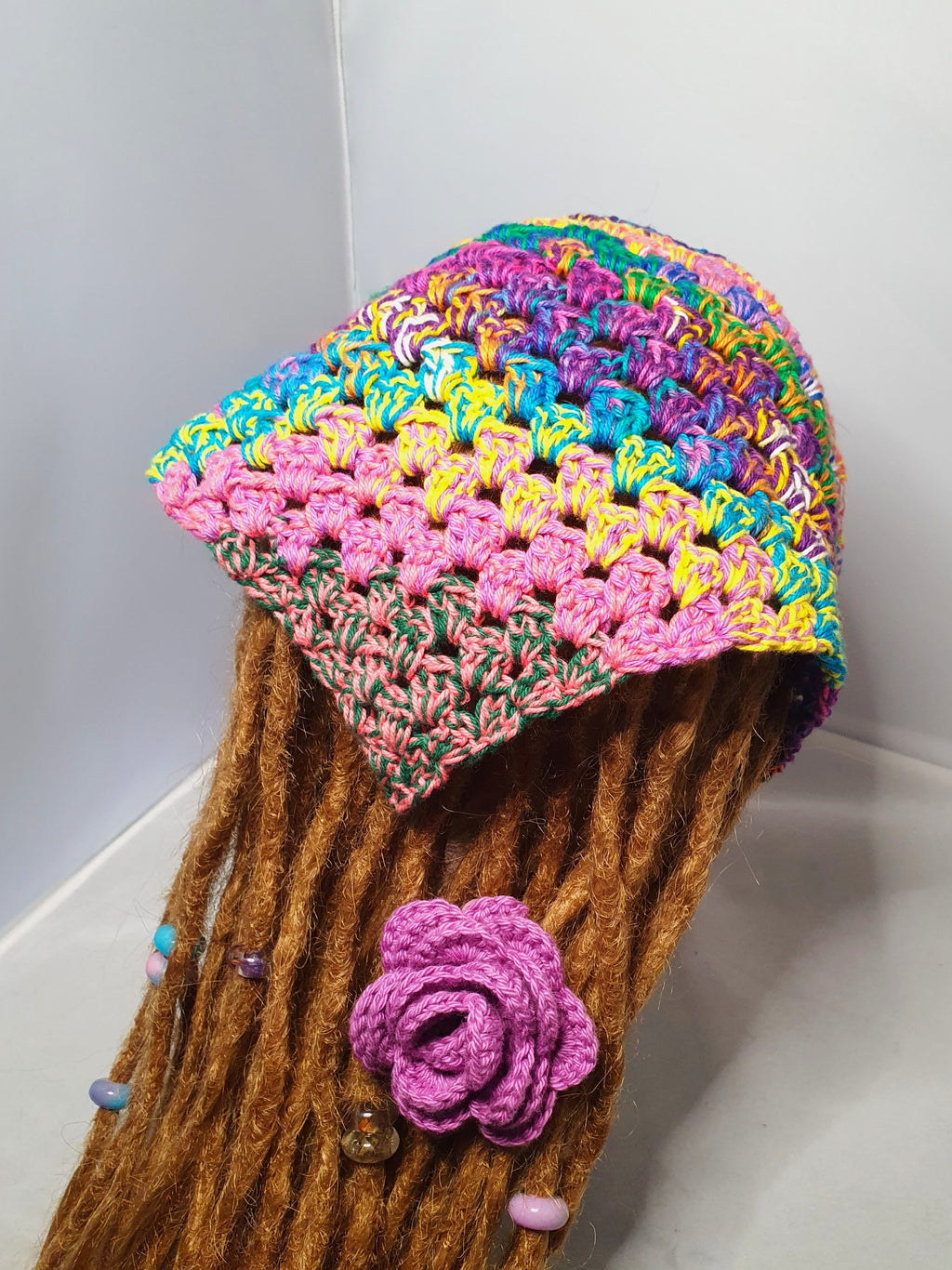 Rainbow Scrap Crochet Bandana
