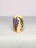 Wisteria Bead – hand-painted cascading purple wisteria with gold stars dreadlock wood bead