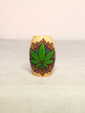 Dope Leaf Mandala Bead – hand-painted cannabis leaf on colourful mandala dreadlock wood bead