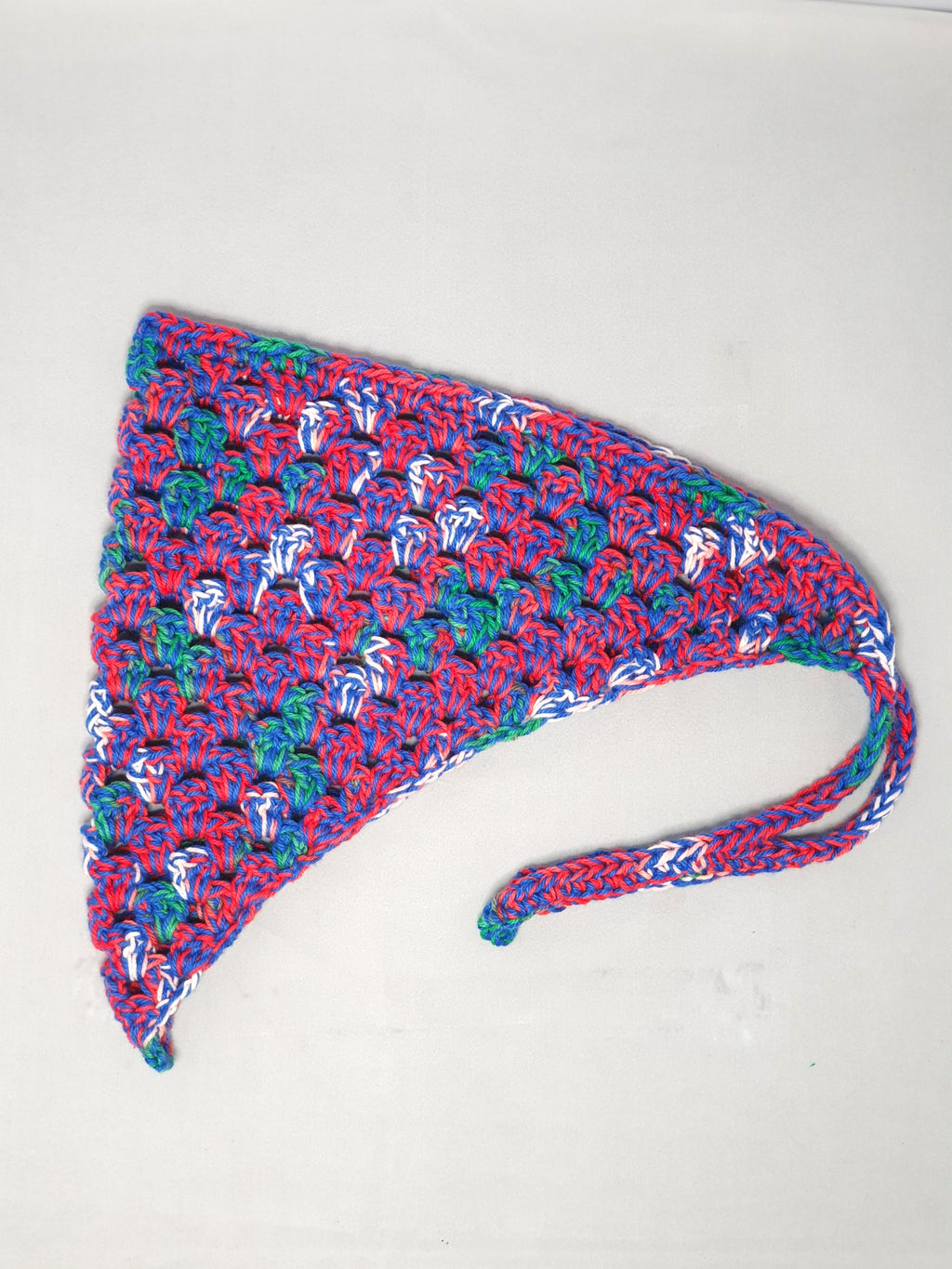 Blue, Red and Green Crochet Bandana