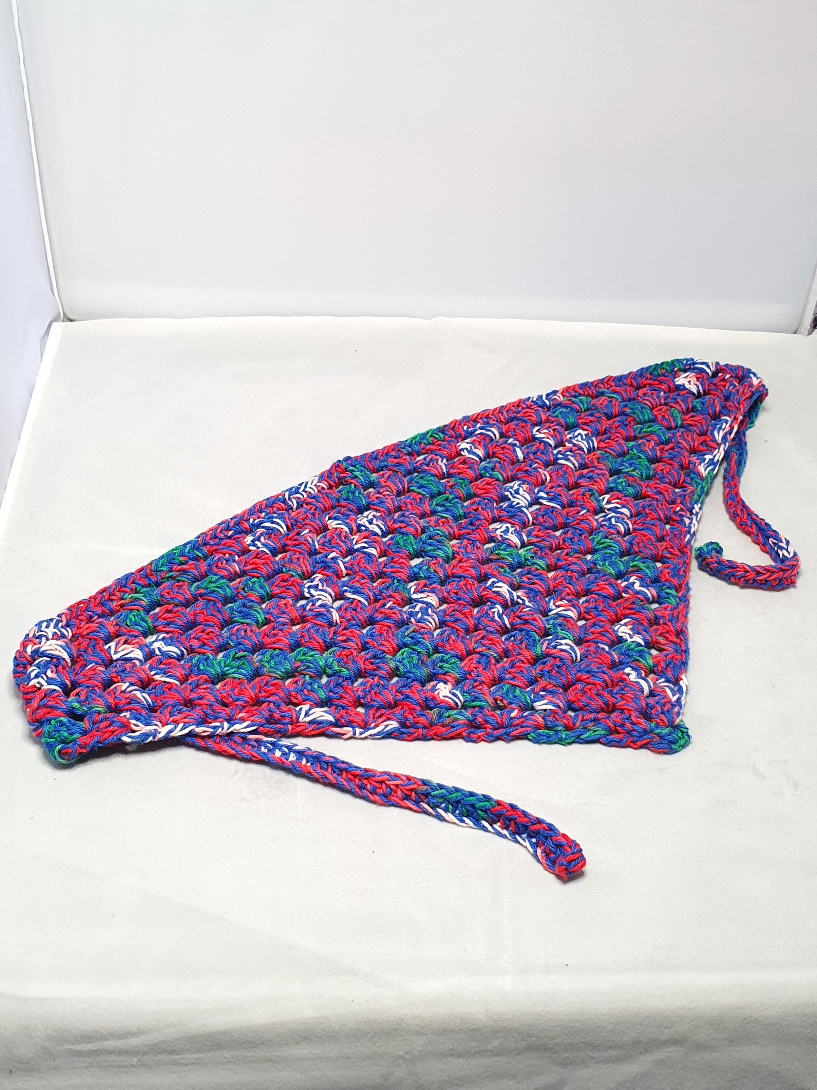 Blue, Red and Green Crochet Bandana