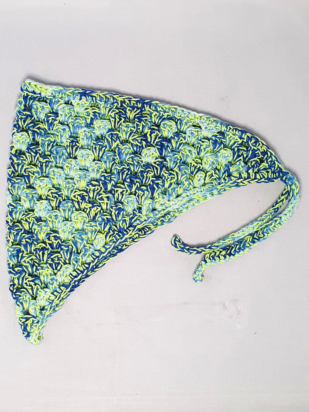 Blue and Fluro Green Crochet Bandana