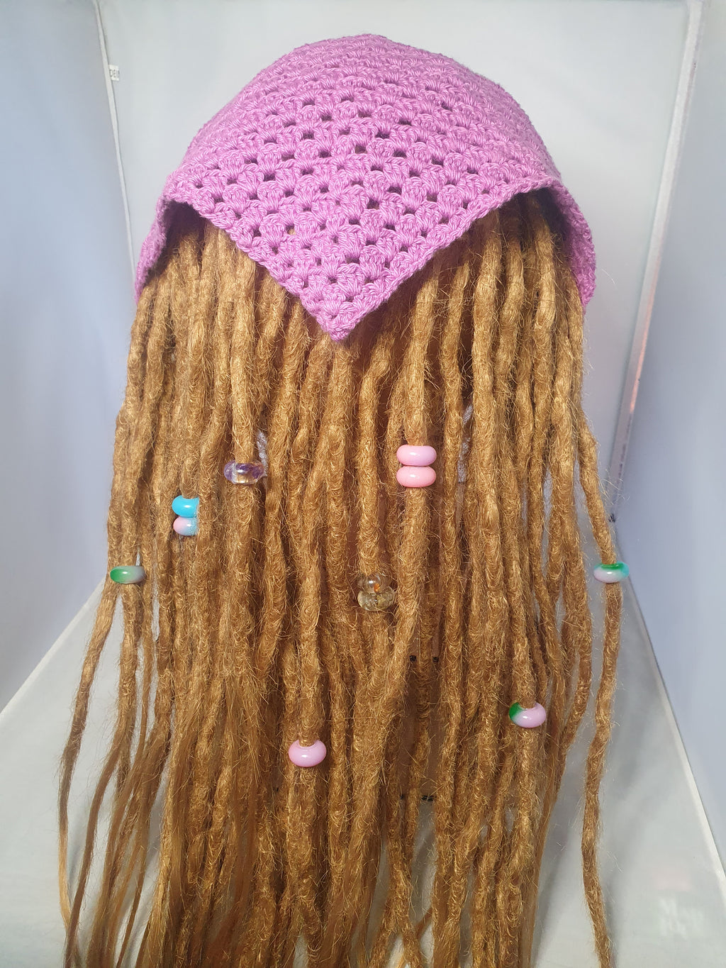 Purple & Tan Crochet Bandana