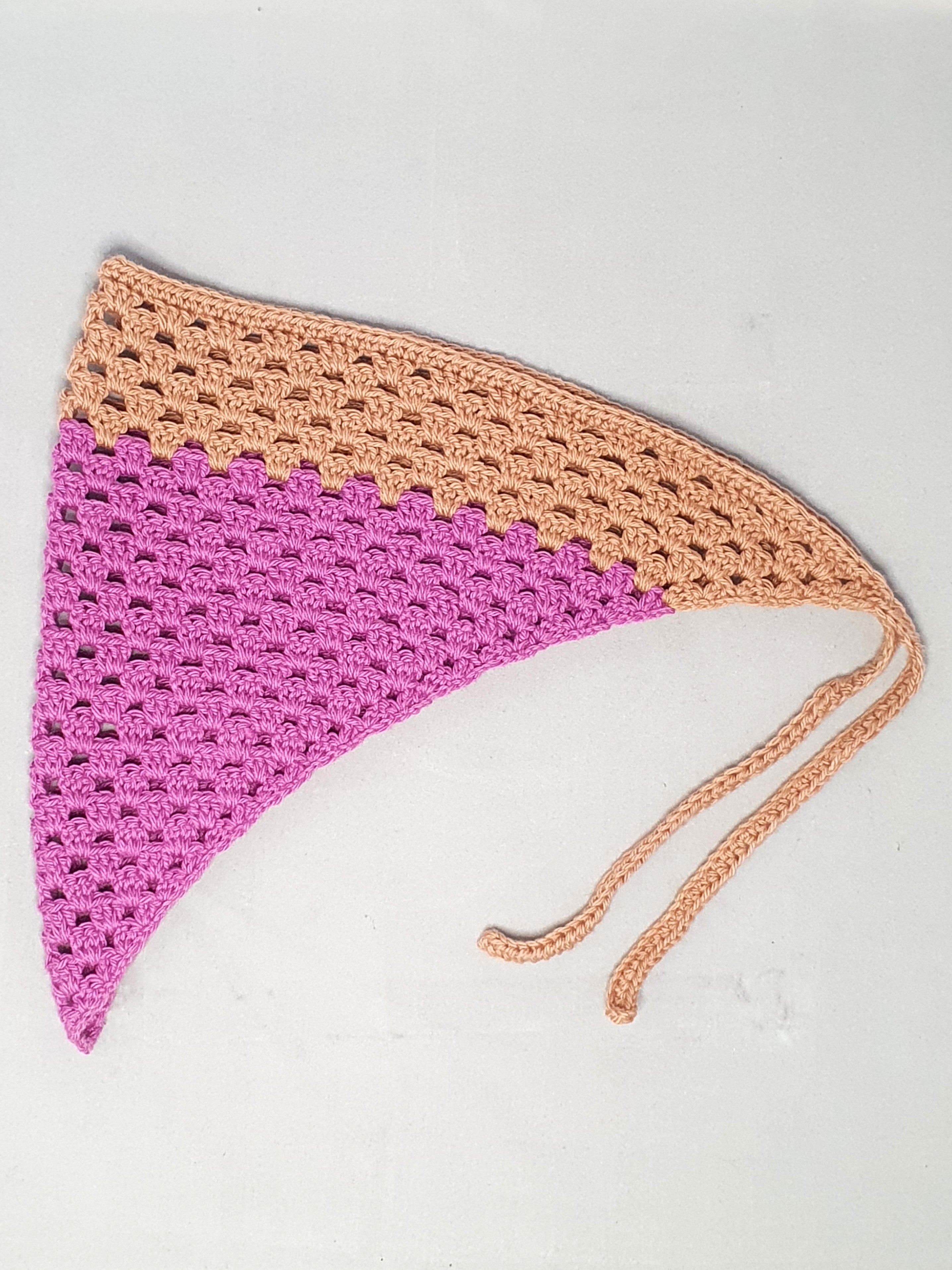 Purple & Tan Crochet Bandana