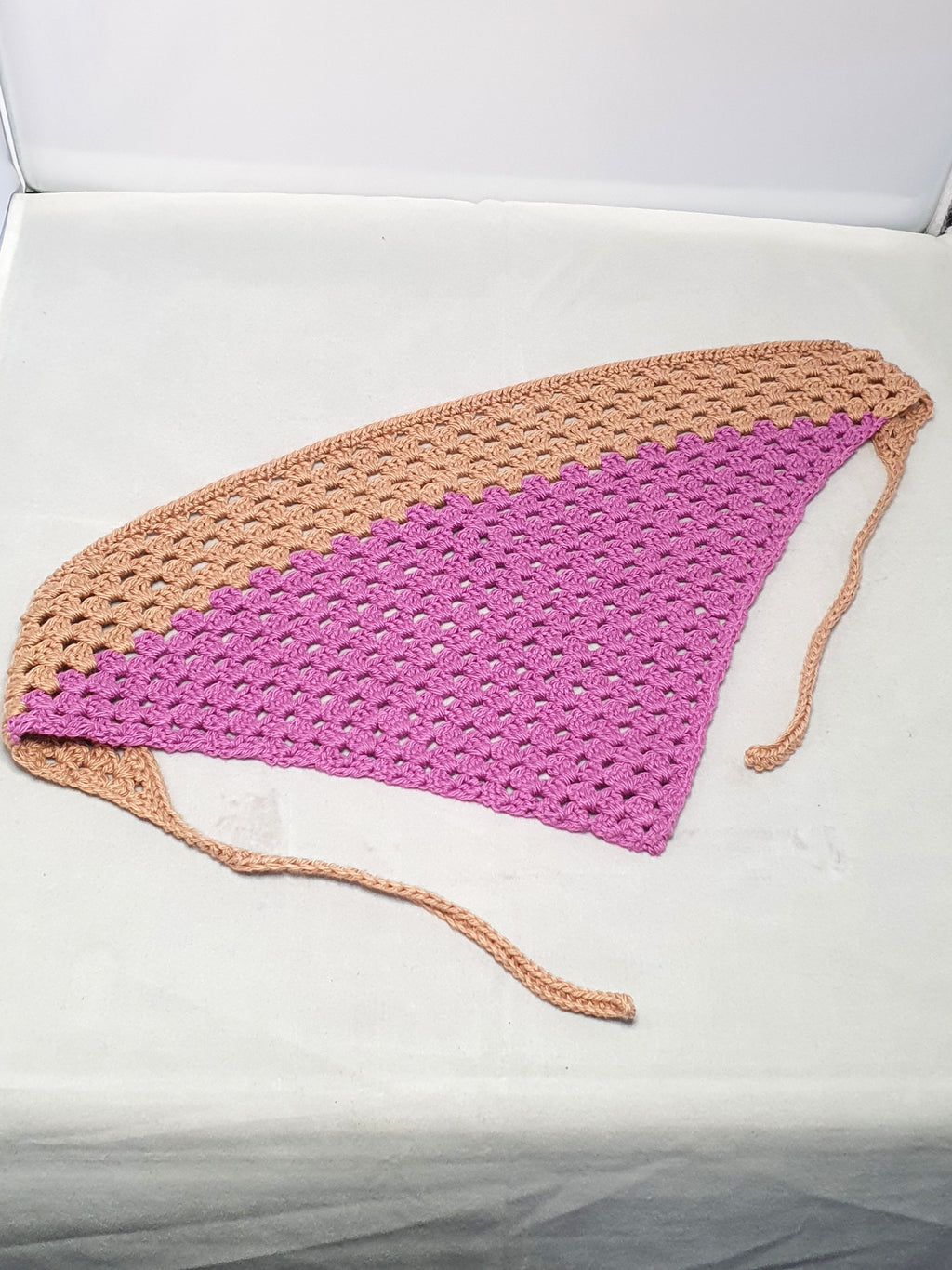 Purple & Tan Crochet Bandana
