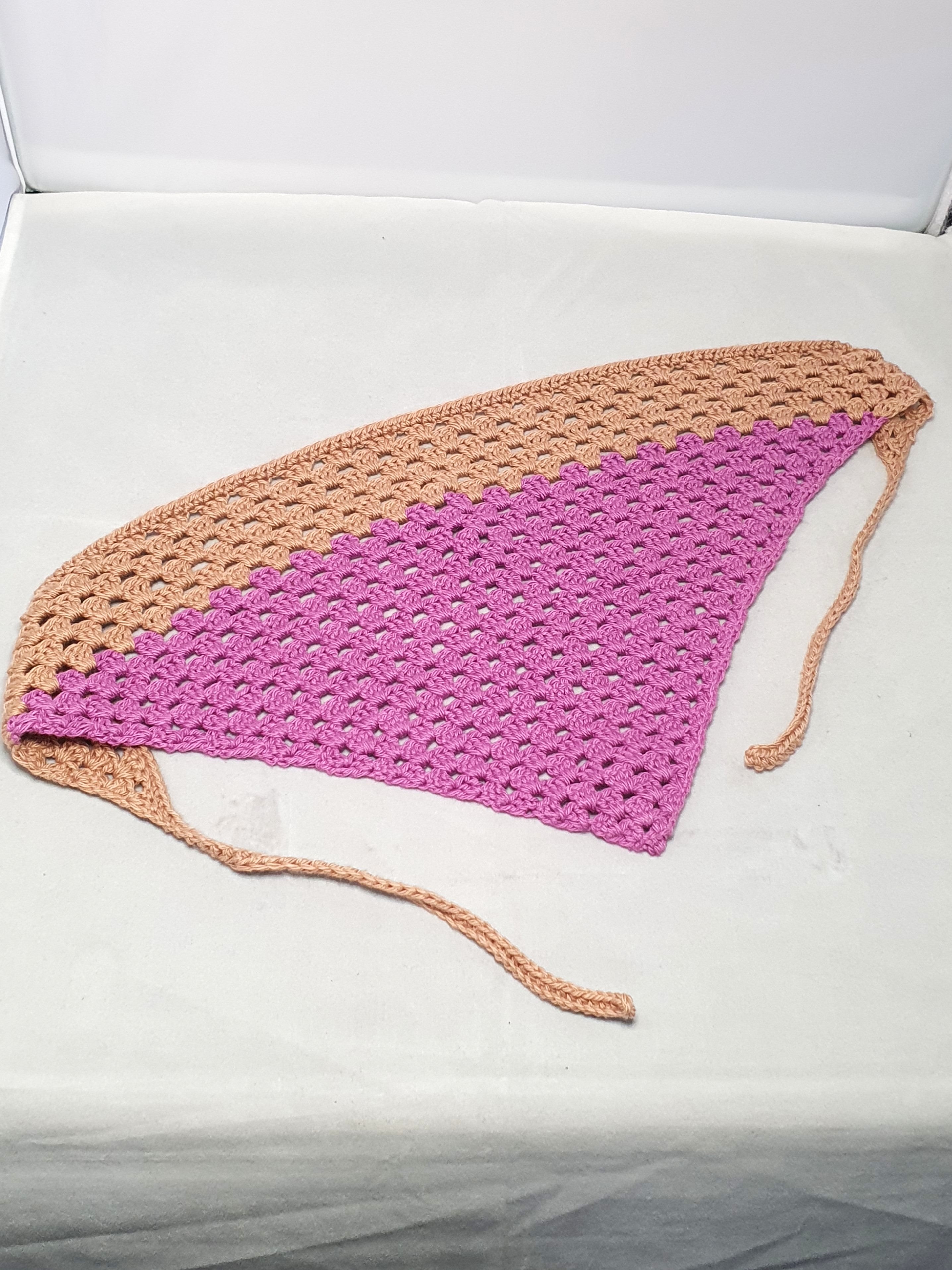 Purple & Tan Crochet Bandana